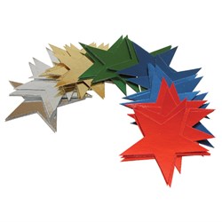Christmas Foilboard Star  Assorted Colours Large 76mm 50